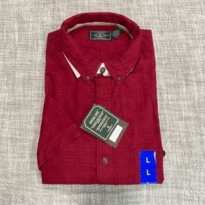 NWT Large Maroon G.H. Bass & Co Short Sleeve Button Down Shirt